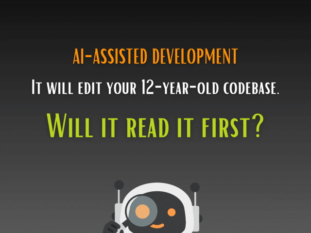An AI coding agent reading a legacy codebase before editing it: the system, the change site, and the invariants